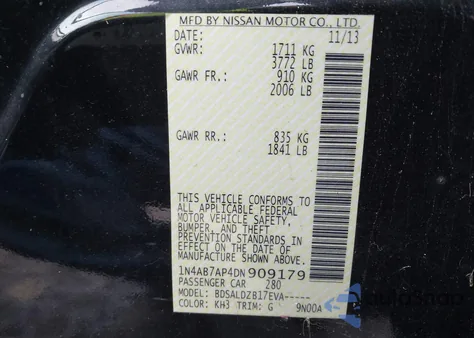 2013 Nissan Sentra Sv from USA, damaged, VIN 1N4AB7AP4DN909179
